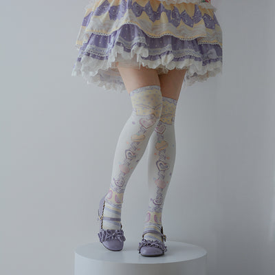 Macaron Printed Lolita Knee Stockings - image 9