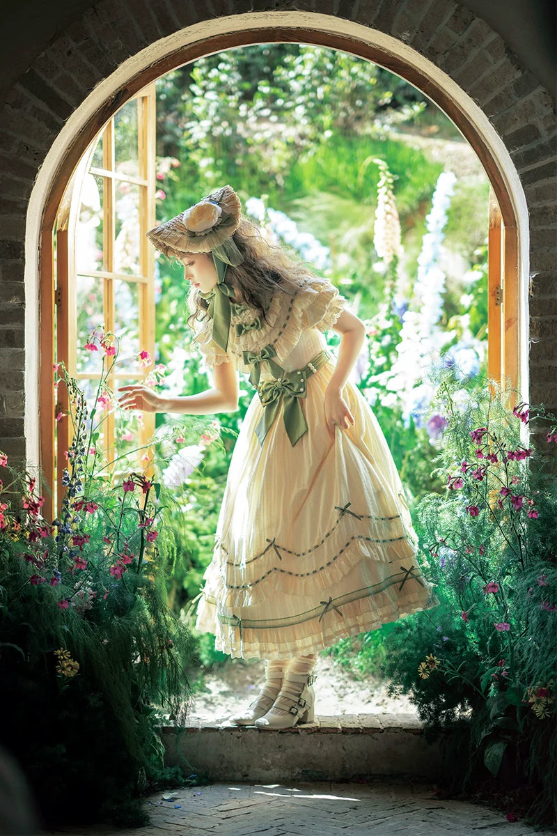 Lily of the Valley - Country Lolita OP Dress, Tiered Ruffles - image 4