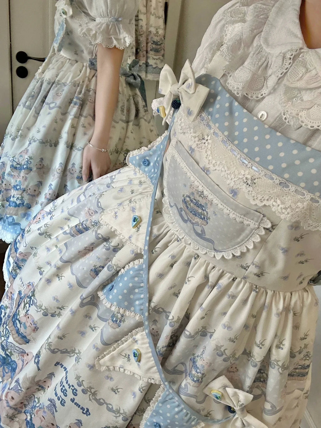 Blueberry Tart Party - Sweet Blue Lolita Salopette Dress Blueberry Tart Print JSK Dress and Accessories - image 18