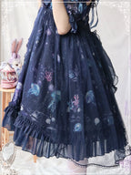 Coral Jellyfish - Sweet Lolita High-waist JSK Dress, Jellyfish & Coral Print and Accessories - image 6
