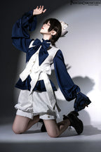 Rabbit Hunter - Ouji Lolita Shirt Sapphire Blue Long Sleeve Blouse - image 5