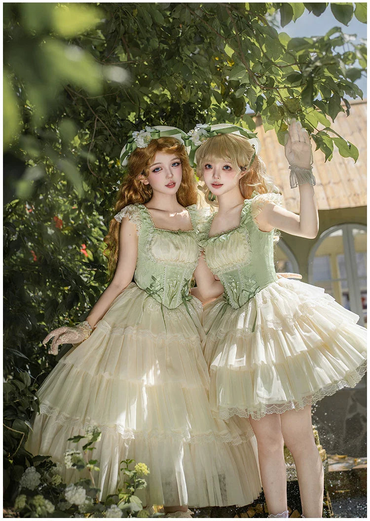 Lily of the Valley Whisper - Embroidered Classic Lolita Corset JSK Dress - image 8