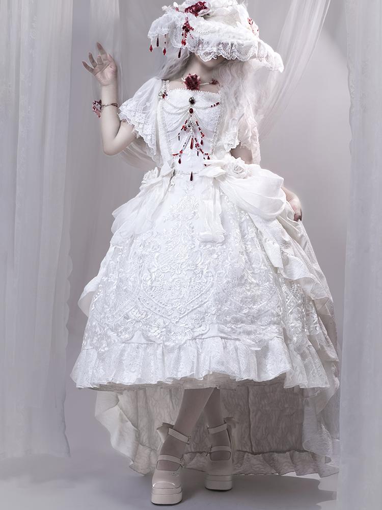 Floating Dream Lily - Elegant Lolita High Heel Shoes, Detachable Bow - image 38
