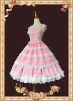 Mirror Doll - Old School Lolita Tiered Hem JSK with Polka Dot Lace and Accessories - image 12
