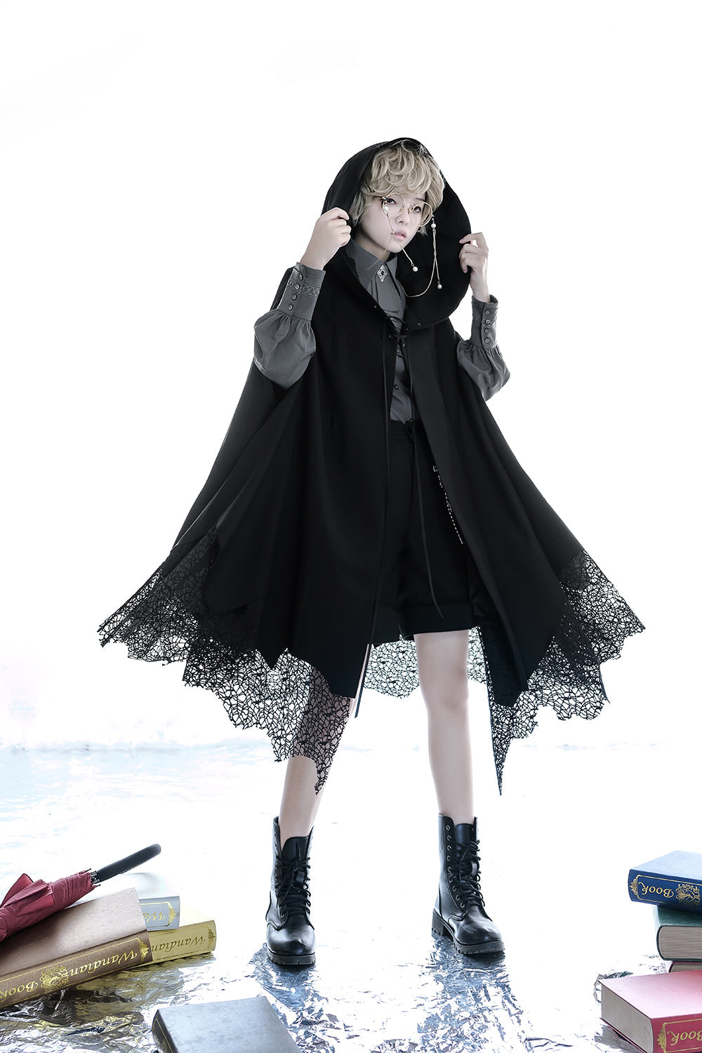 Black and Blue Retro Ouji Lolita Shirt with Mutton Sleeves - image 22