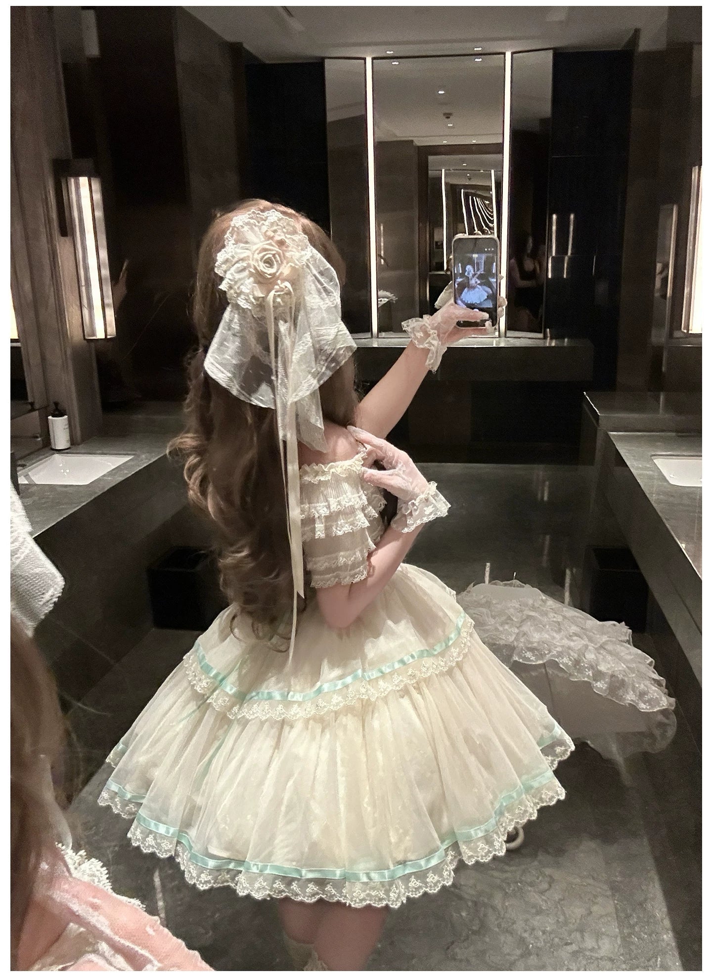 Sea Salt Soda - Classic Lolita Adjustable Corset JSK Dress, Tiered Tulle Hem - image 29
