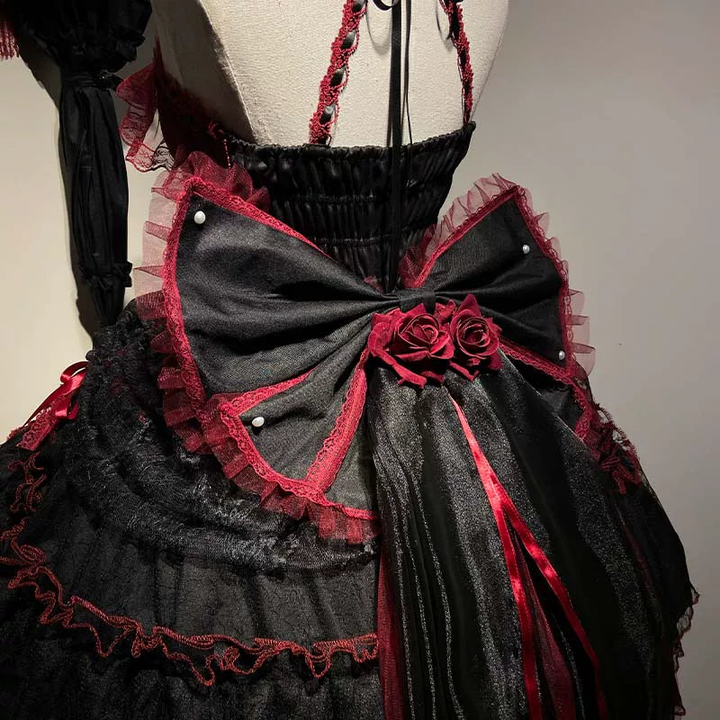 Cascading Poetry - Gothic Lolita JSK Dress, Lace & Tiered Hem - image 11