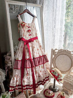 Skyfaring Strawberry - Printed Classic Lolita JSK Dress, Tired Hem - image 15