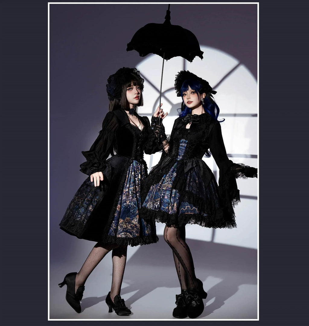 Night Traveler - Classic Gothic Lolita Dress with Stained Glass Window Print - image 2