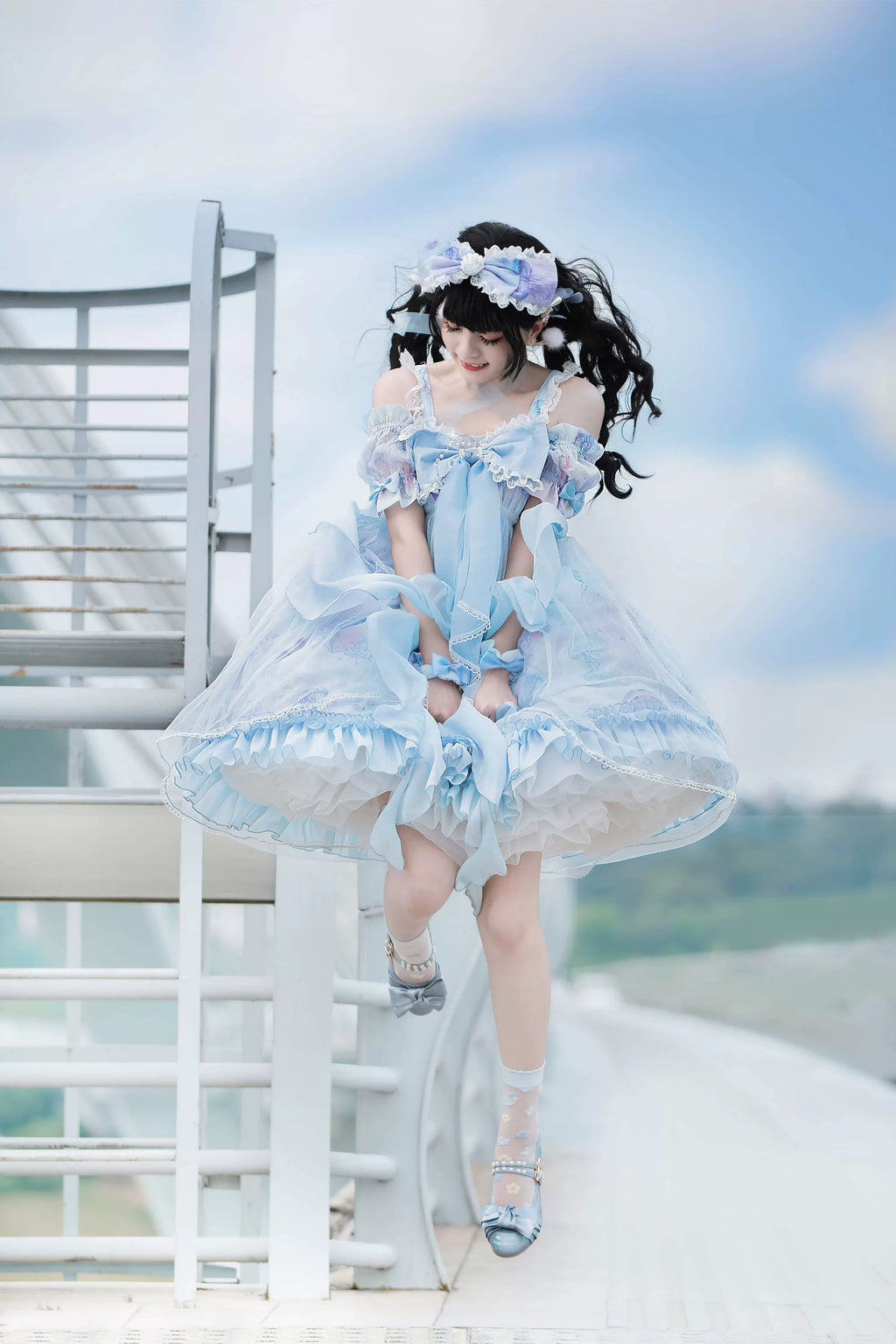 Coral Jellyfish - Sweet Lolita High-waist JSK Dress, Jellyfish & Coral Print and Accessories - image 41