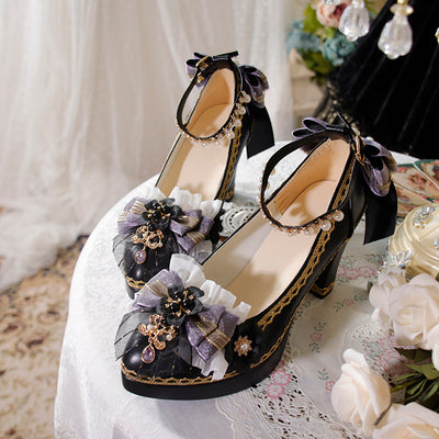 Bright PU Wedding Lolita Thick High Heels - image 14