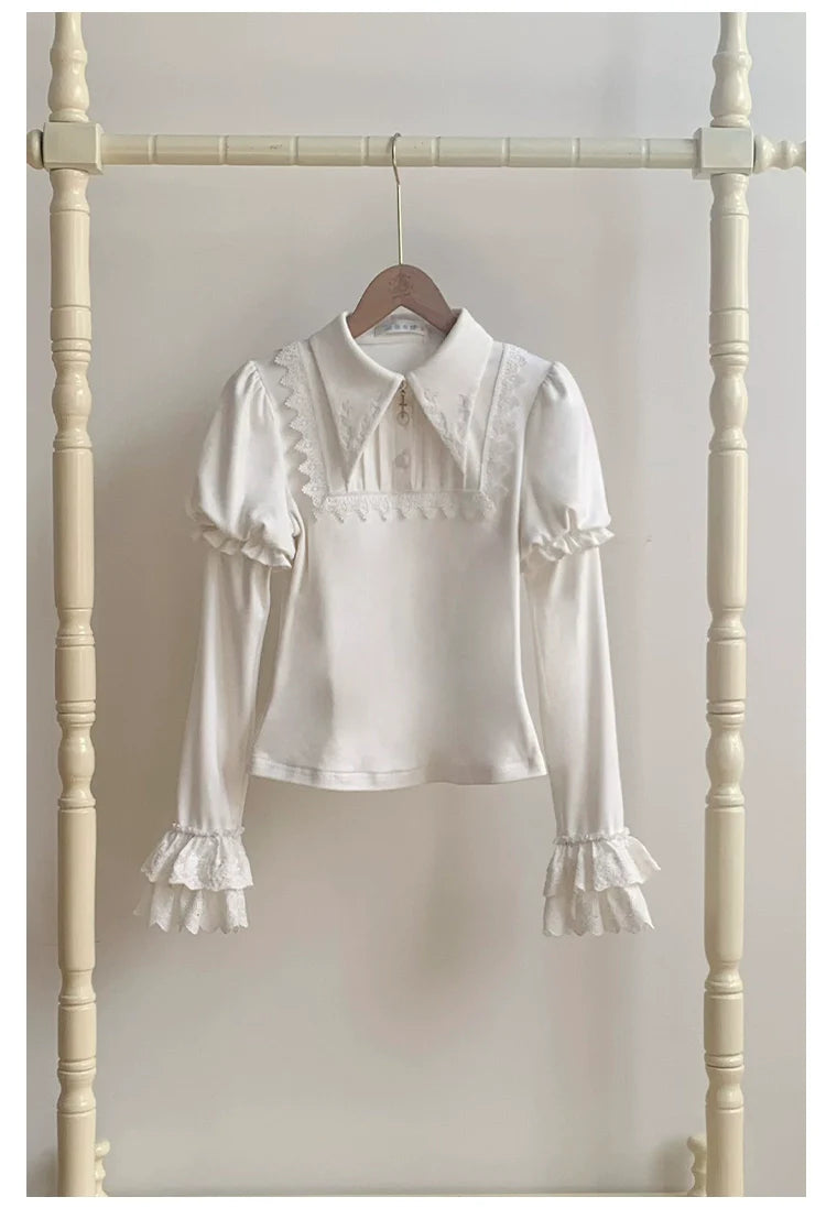 The Vow - Solid Lolita Sweater, Juliet Sleeve, Pointed Collar - image 16