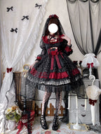 Night of Berea Gothic Lolita OP Dress in Black and Red - image 13