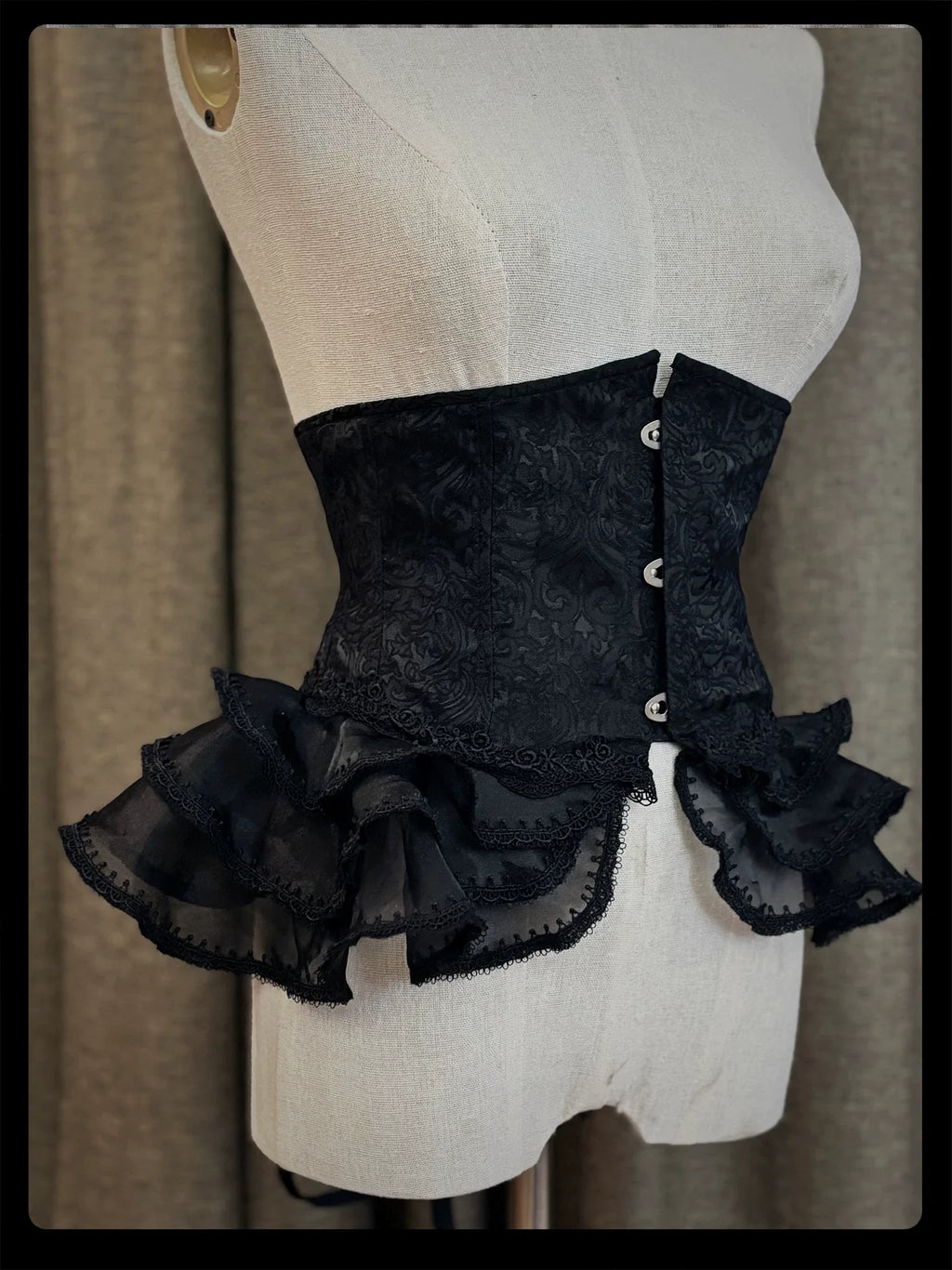 Plus Size Gothic Lolita Fishbone Waist Cincher, Layered Tulle - image 1