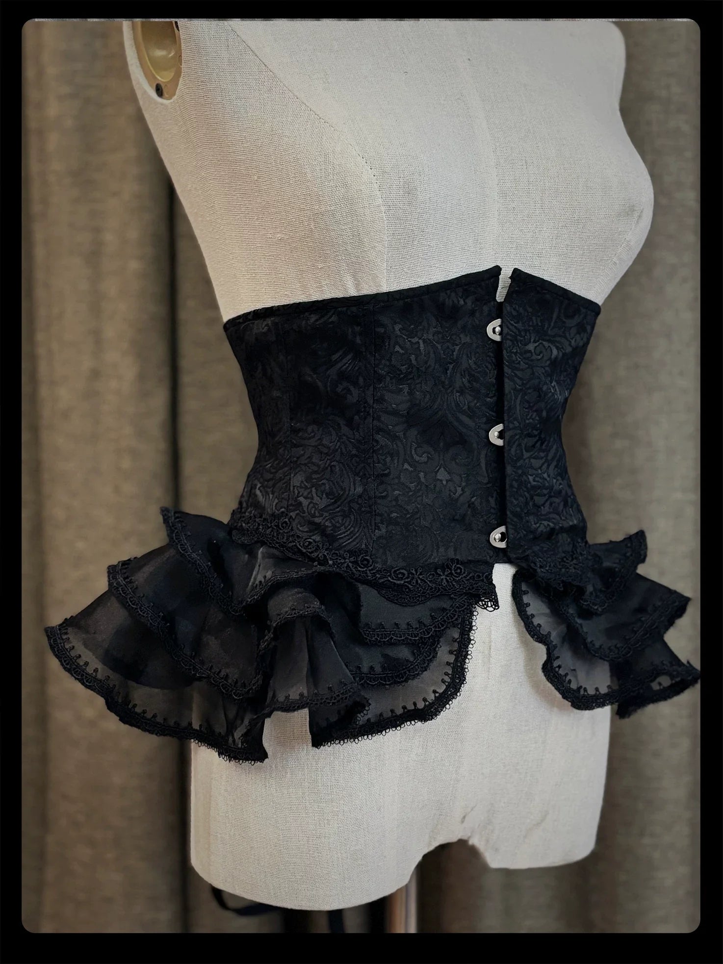 Plus Size Gothic Lolita Fishbone Waist Cincher, Layered Tulle - image 1