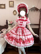 Strawberry Box - Sweet Lolita OP Dress, Strawberry Print - image 6
