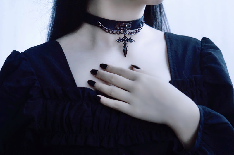 Gothic Lolita Cross Leather Choker - image 22