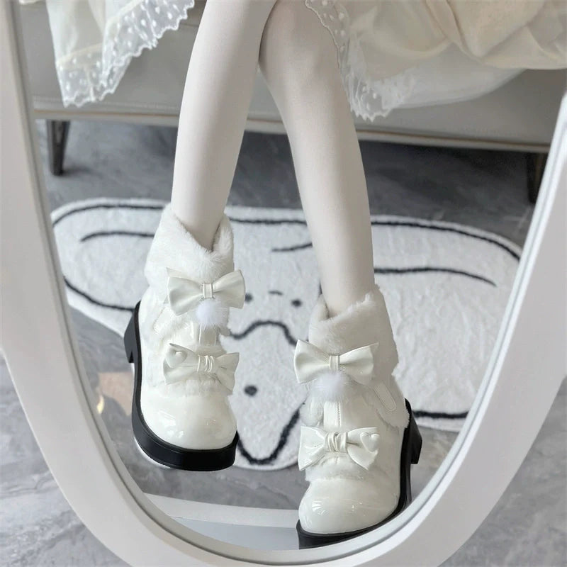 Kawaii Lolita Winter Boots, Bow-Adorned - image 8