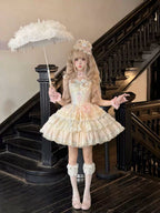 Cloud Whale Dream - Sweet Lolita Corset JSK Dress, Tiered Hem & Bows - image 3