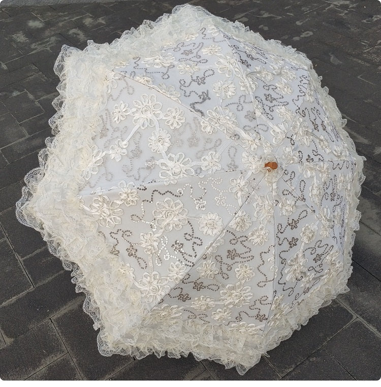 Foldable Princess Lolita Sequin Sun Parasol - image 23