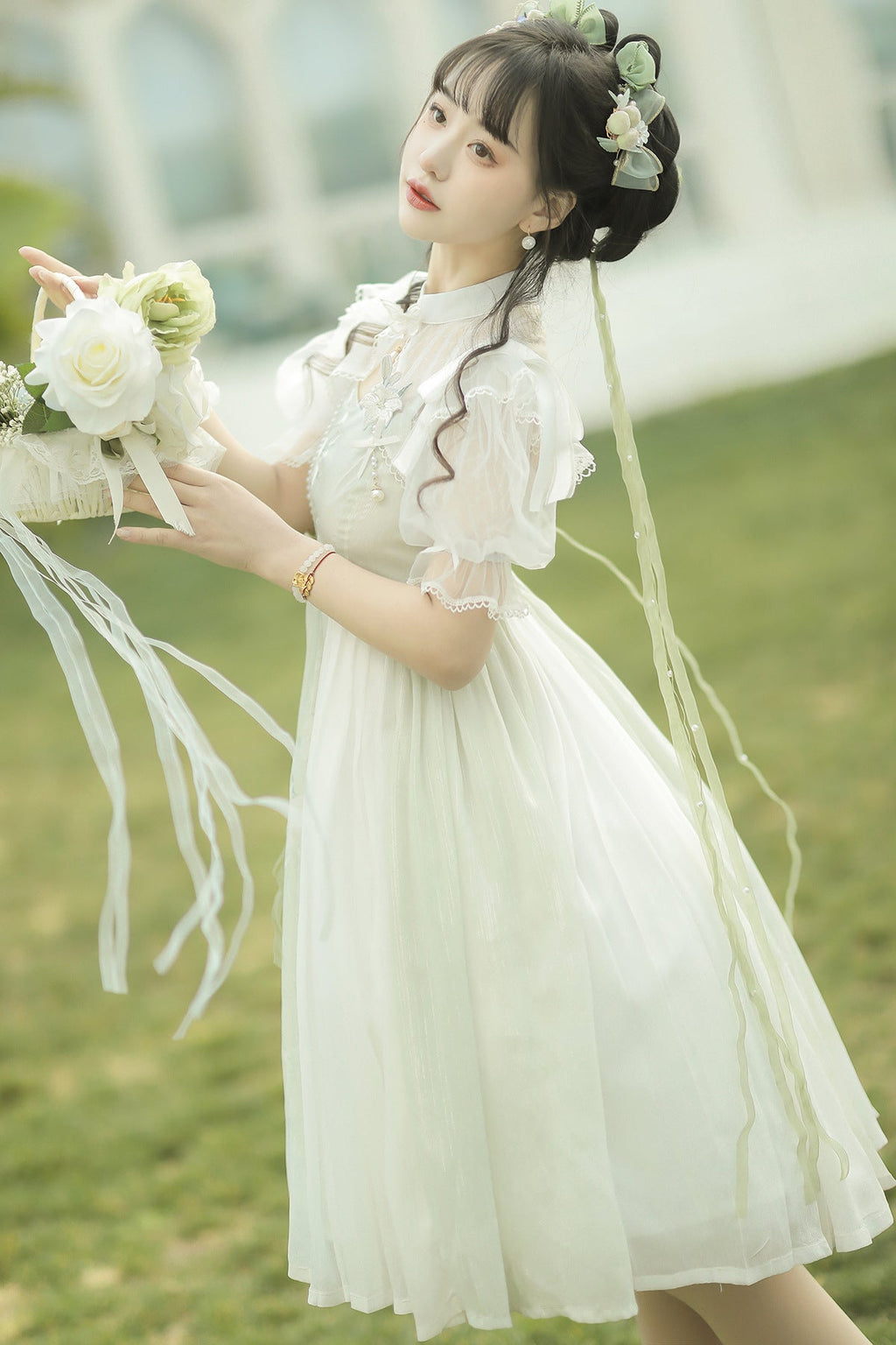 Wind Singing Lily - Qi Lolita Embroidered Dress Suit - image 13