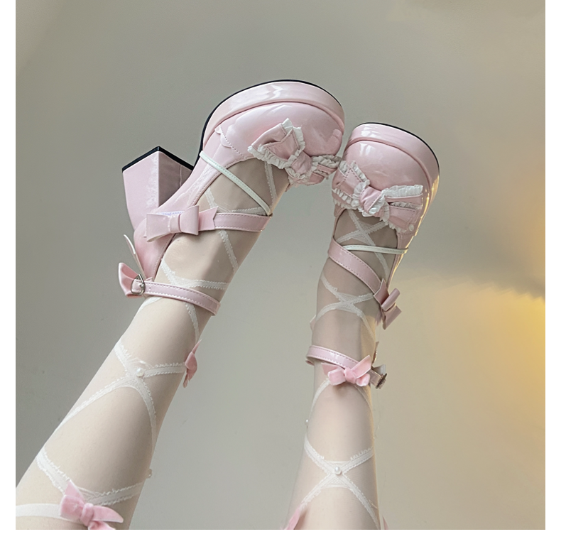 Girly Heart - Sweet Lolita Chunky Heels Shoes - Dreamy Bows - image 8