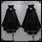 Black Cat - Black Ouji Lolita Cape with Cool Cat Ear Hood - image 17