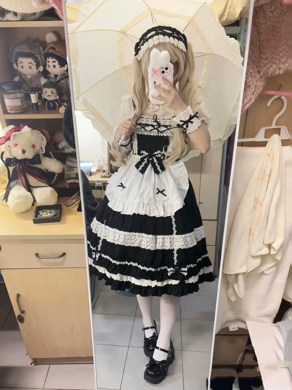First Generation Doll - Black Old School Lolita Halter JSK Dress with Lace and Accessories - image 6