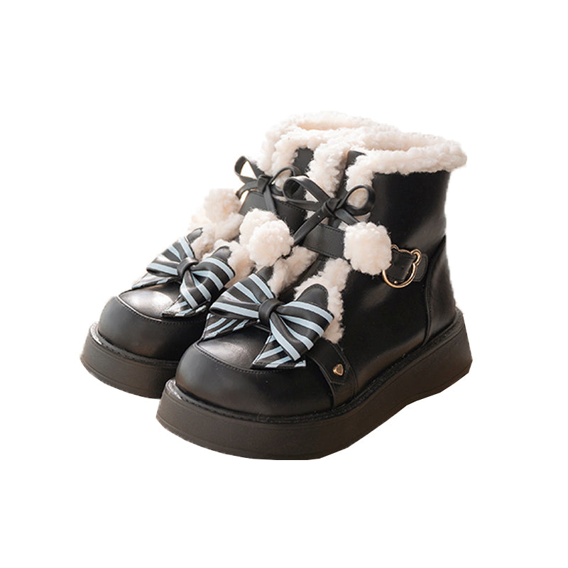 Milk Bear - Winter Lolita Shoes Thick Sole Fleece Snow Boots - image 17