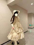 Cotton Gothic Lolita Long JSK, Drawn-up Hem - image 53