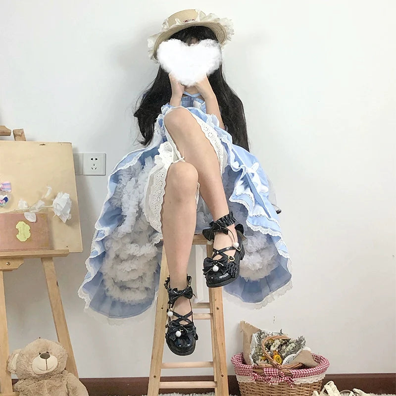 Fairy Godmothe - Preppy Style Flat Shoes Mid Heel Round Toe Lolita Shoes - image 5