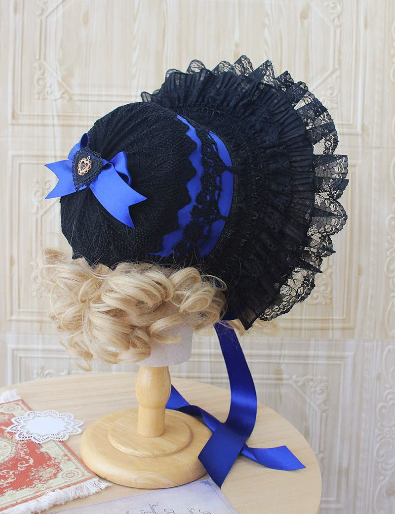 Gothic Lolita Handmade Bonnet with Bows and Beads - image 16