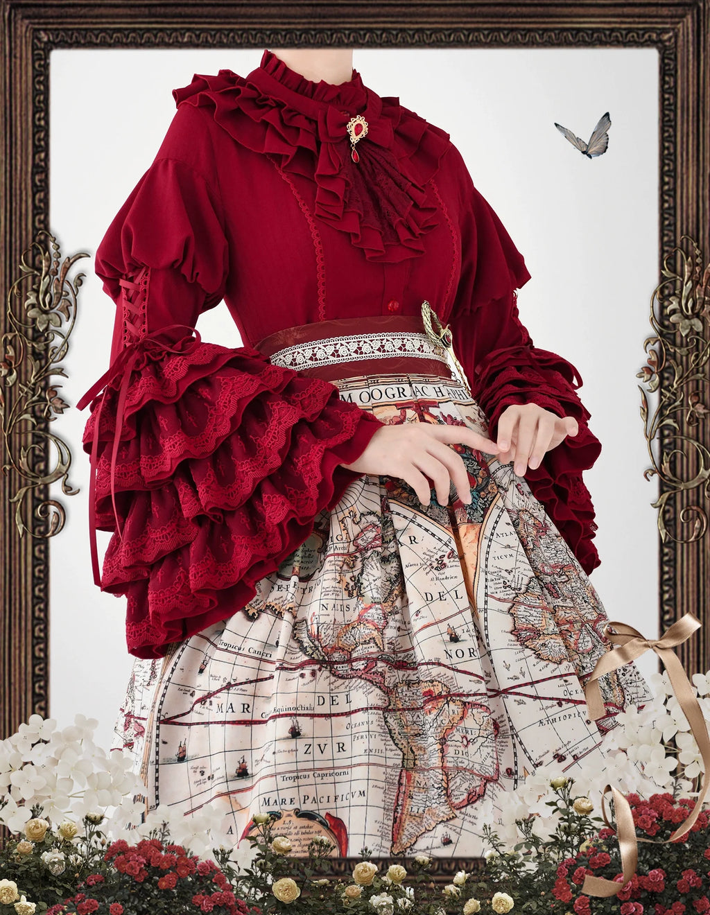 Good and Evil Angel - Gothic Lolita SK Set Retro Princess Sleeve Blouse - image 11