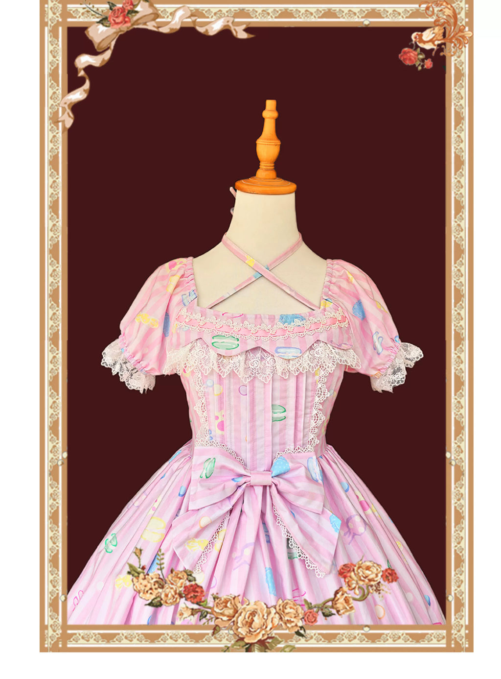 Macaron Dolly House - Sweet Lolita OP Printed Dress, Side Zipper and Accessories - image 10