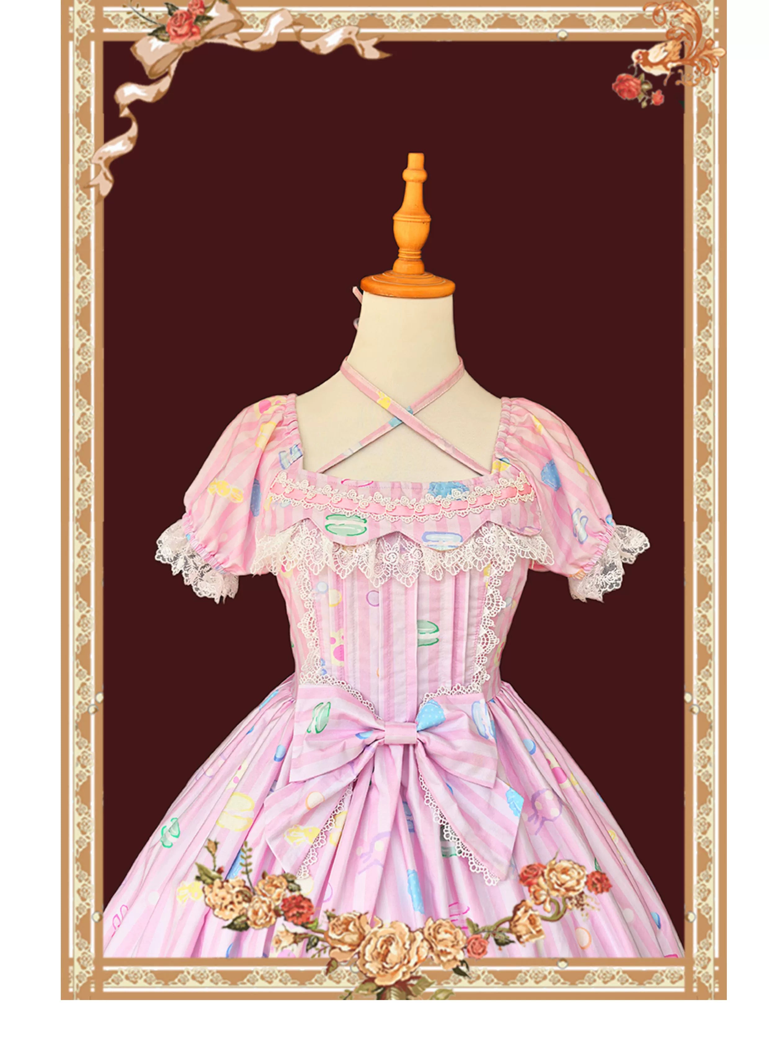 Macaron Dolly House - Sweet Lolita OP Printed Dress, Side Zipper and Accessories - image 10