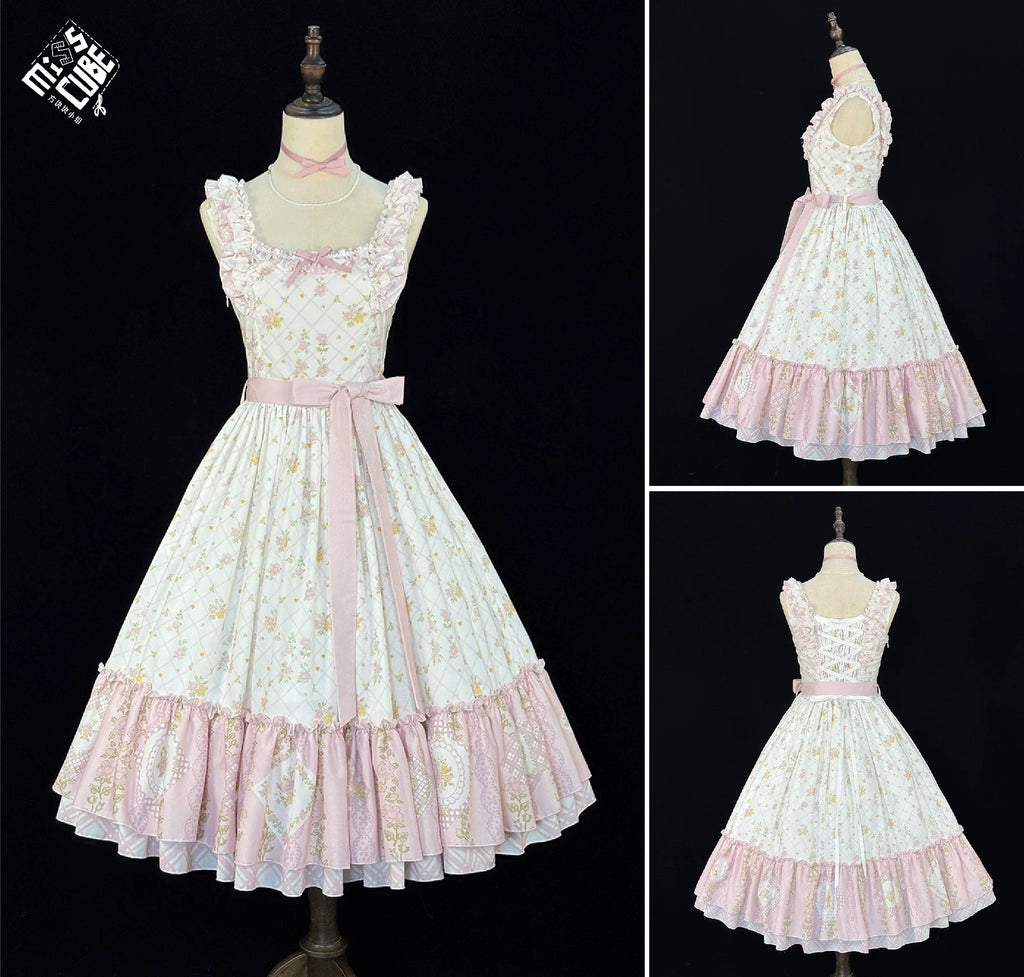 Patchwork Garden 2.0 - Classic Lolita Floral Print JSK Dress, Side Pockets - image 6