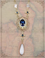Classic Lolita Necklace & Earrings, Artificial Pearl Rhinestone - image 6