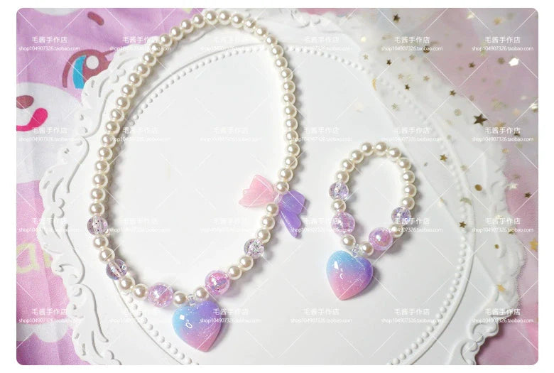 Kawaii Lolita Gradient Necklace and Bracelet Set - image 9