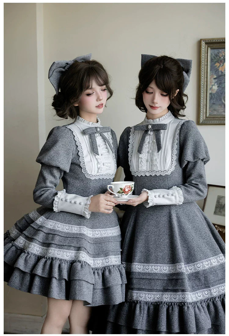 Reminisce - Pile Classic Lolita Dress, Detachable Cape and Accessories - image 10