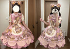 Bear Biscuit SP - Kawaii Lolita Bear Printed Dress Set with Bows - image 45