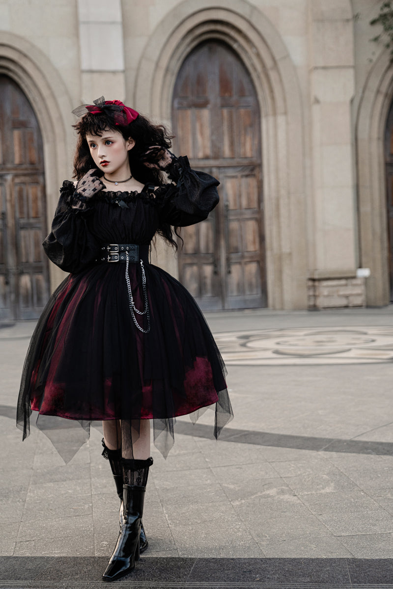 Gothic Lolita High Waist Black Dress - image 20