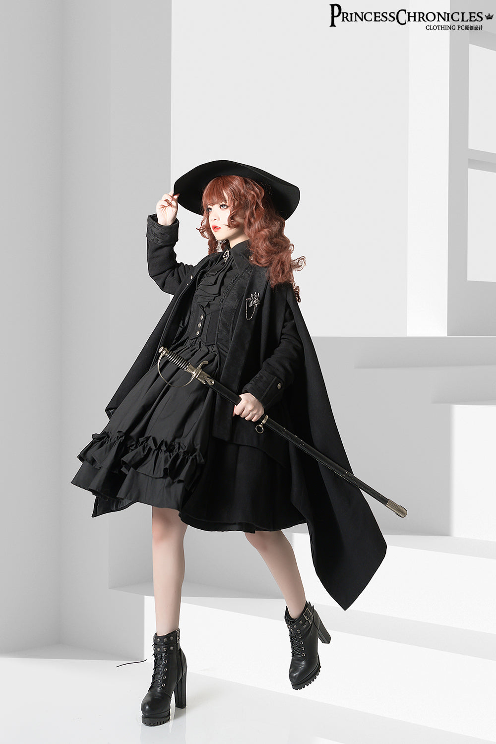 Black and Blue Retro Ouji Lolita Shirt with Mutton Sleeves - image 25