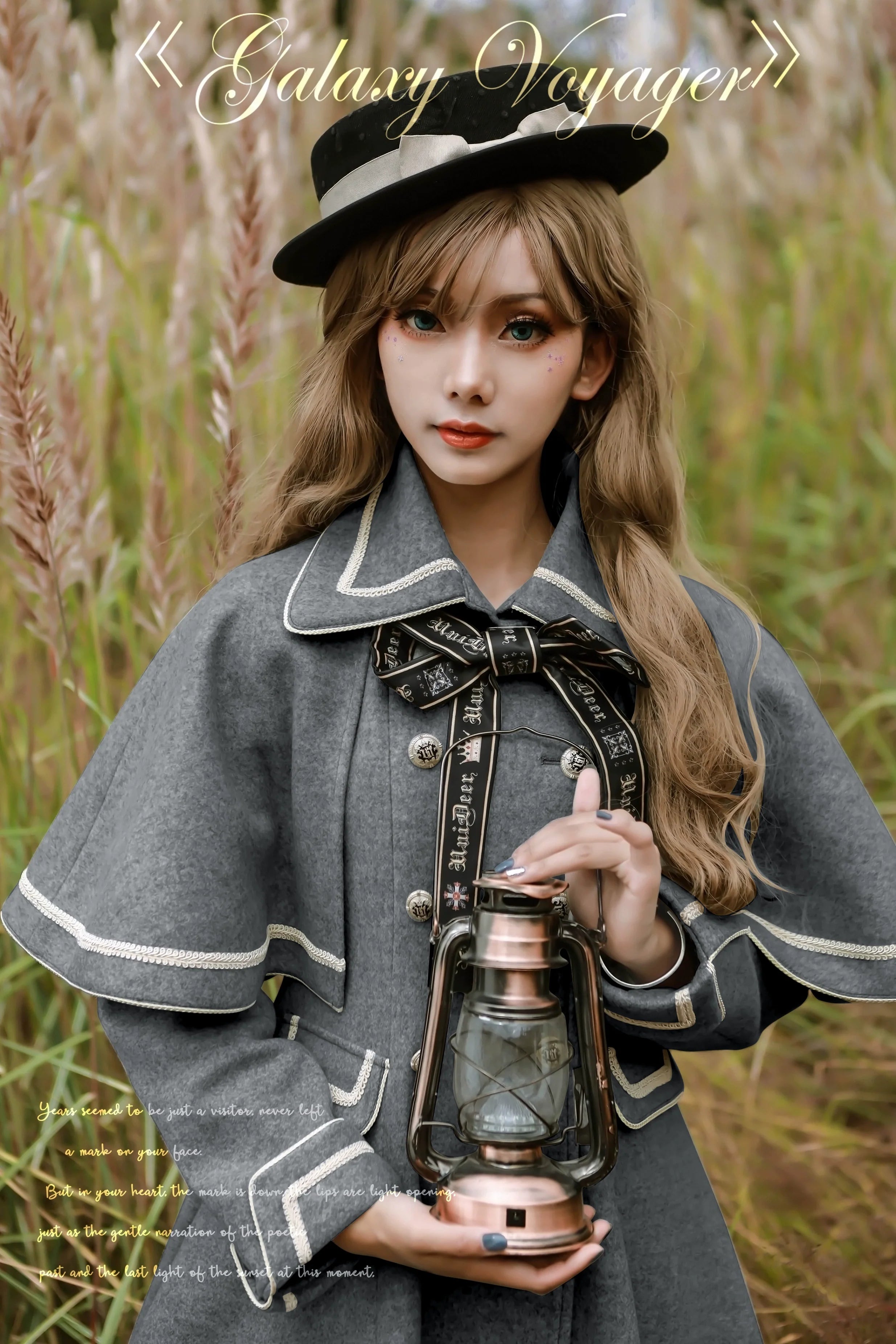 Galaxy Traveler - Classic School Lolita Overcoat with Detachable Cape and Bow - image 32