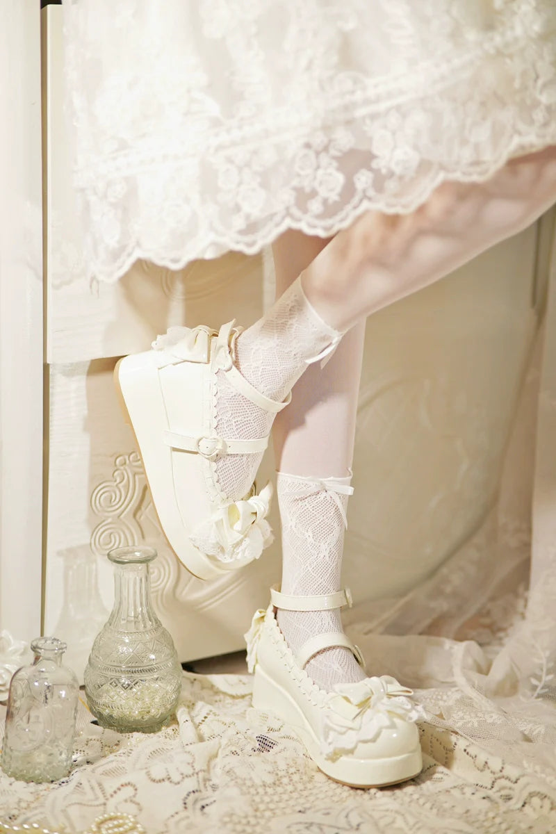 Milky Puff - Sweet Lolita Heels Shoes, Round Toe With Petite Wedge - image 27