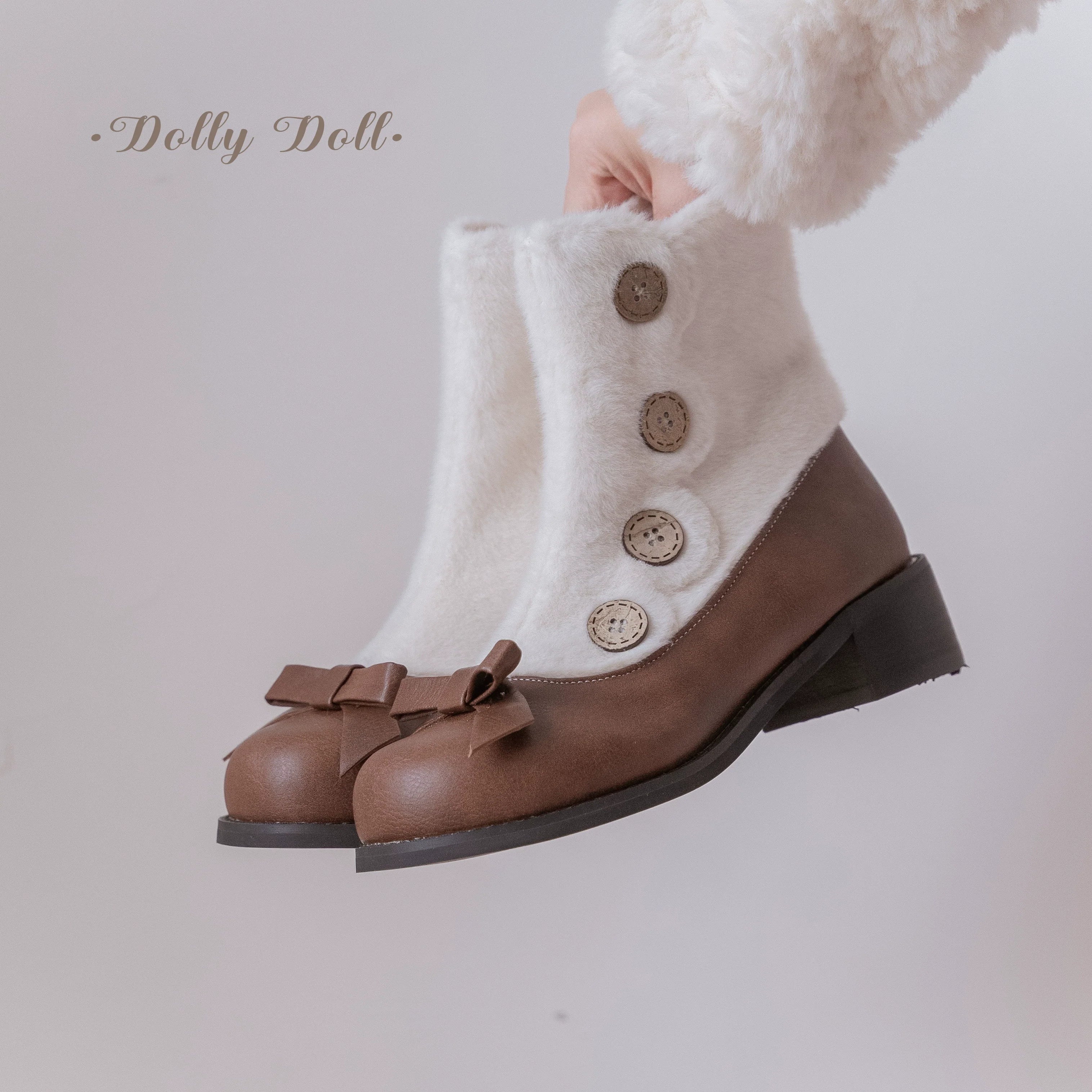 Winter Lolita Boots Fur Mary Jane Lolita Low Heel Shoes - image 47