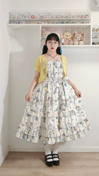 Meow Wreath - Classic Lolita Button Closure JSK Dress, Cat and Wreath Print - image 12