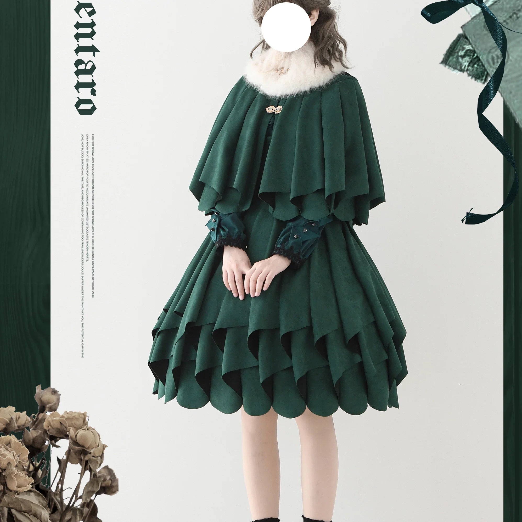 Molten Snowtop - Classic Lolita SK, Cape With Detachable Collar - image 6