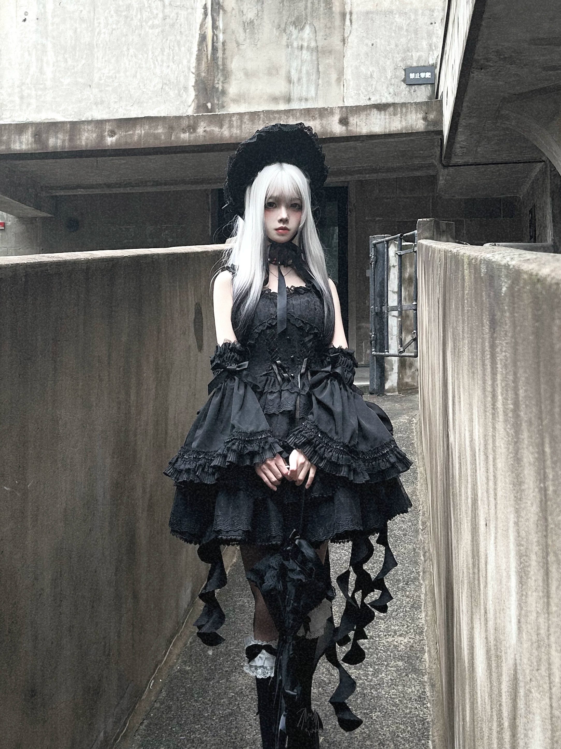 Mori Isle - Solid Gothic Lolita JSK Dress, Embroidered Lace - image 7