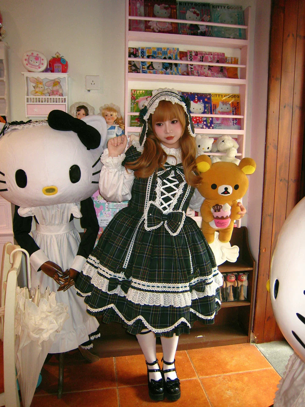 Plaid Petal Bunny - Old School Lolita Plaid OP Dress, Petal-shaped Hem - image 59