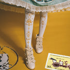 Elegant Lolita Gold Foil Printed Tights - image 7